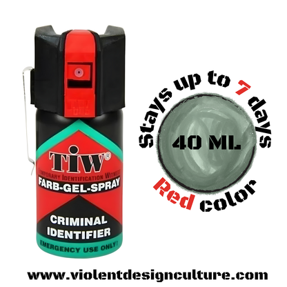TIW Farb-Gel-Spray with red color indicator on a white background